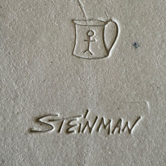 Steinman Cheese Butter Handmade Hand Painted Iris Flower Pottery Serving Dome - Picture 6 of 6